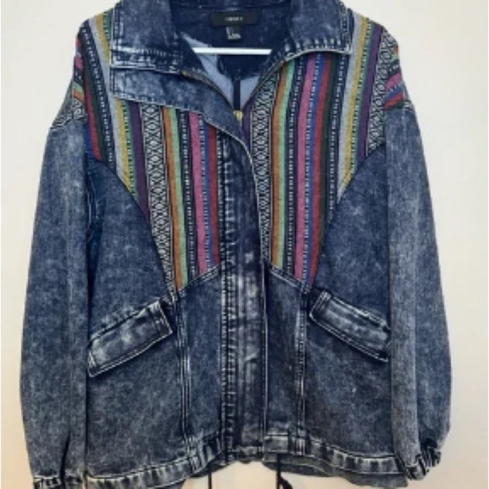 Multicolor Patterned Denim Jacket NWT - image 1